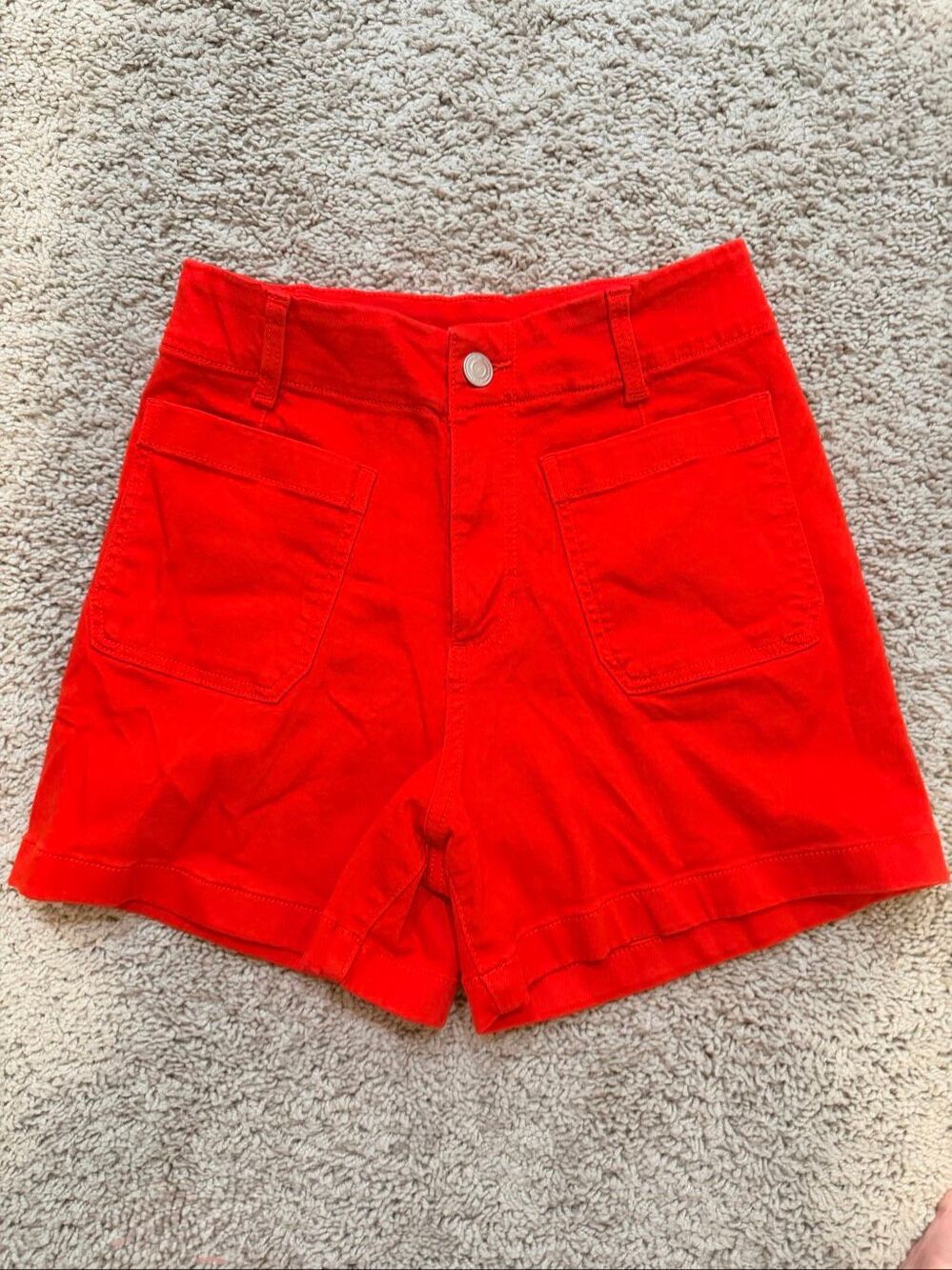 LC Lauren Conrad High Rise Paperbag Waist Belted Shorts Cherry Red Size 2
